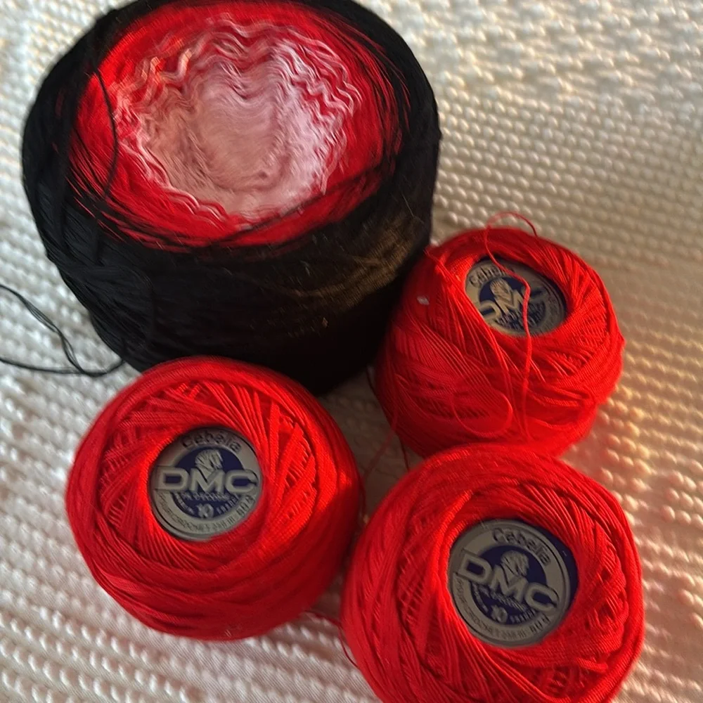 DMC Cebelia Crochet Thread Set - Black and Red - Picture 2 of 3